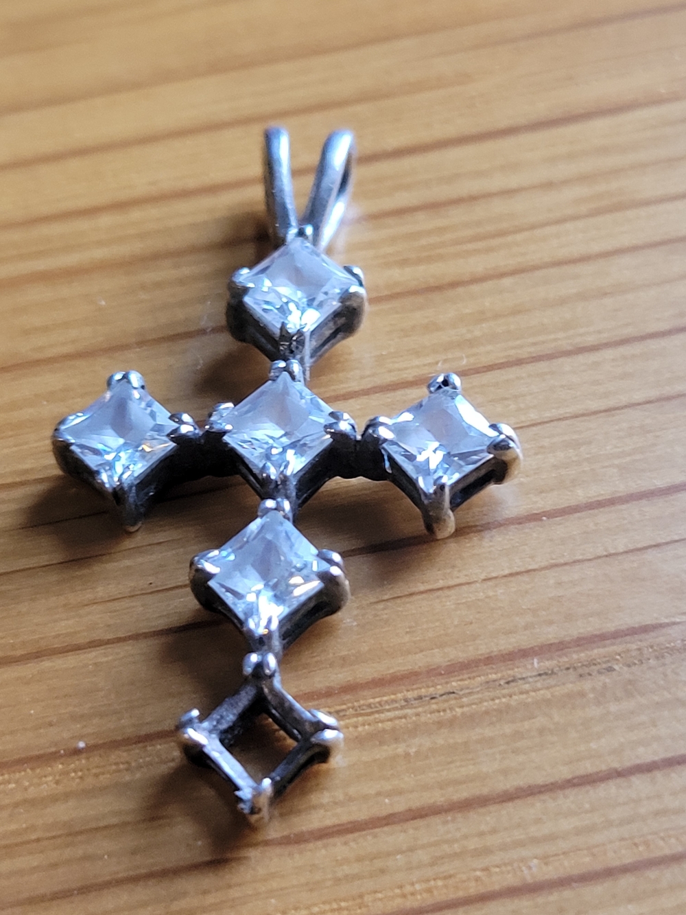 Sterling Silver Crystal Cross Pendant Necklace - Boho Gypsey Religious Iconic